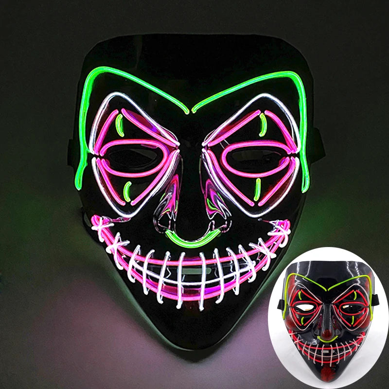 Wireless LED Purge Mask – Red Light Up Scary Halloween Costume Decoration