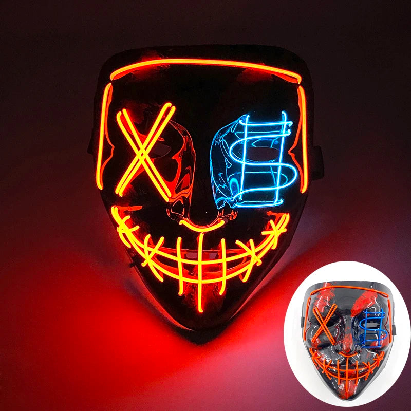 Wireless LED Purge Mask – Red Light Up Scary Halloween Costume Decoration