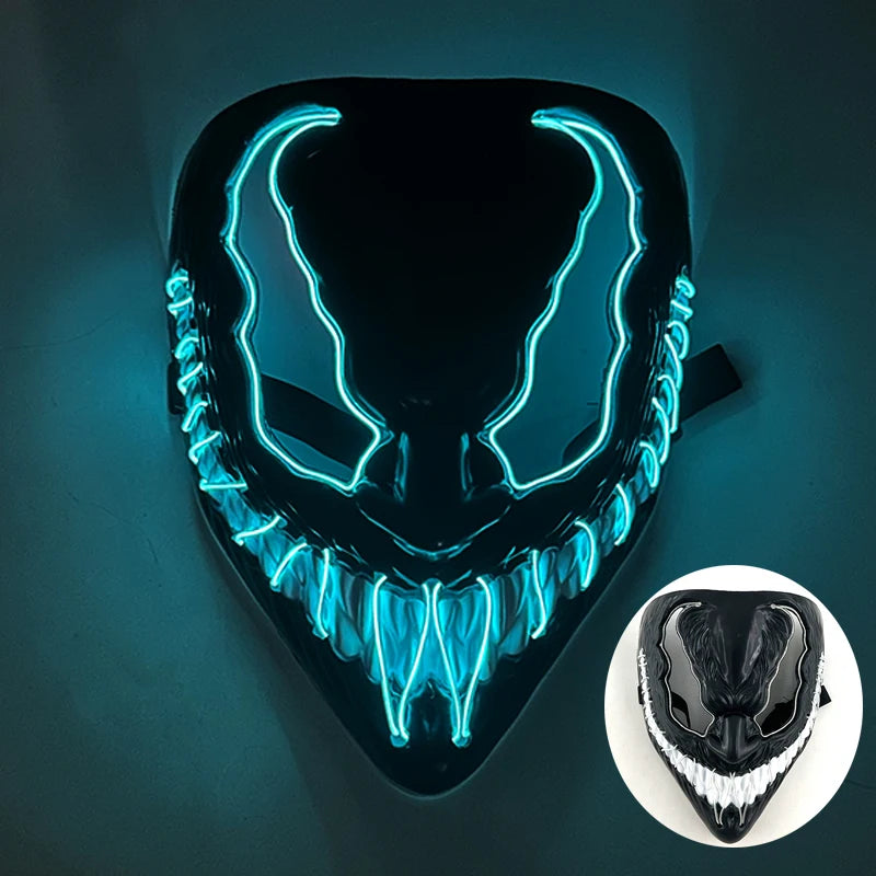 Wireless LED Purge Mask – Red Light Up Scary Halloween Costume Decoration