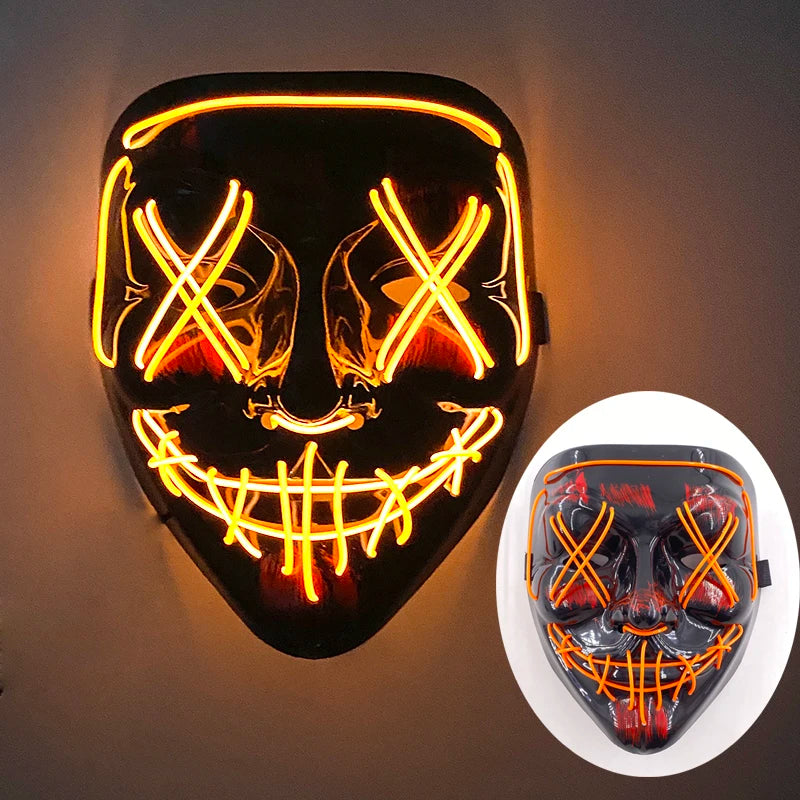Wireless LED Purge Mask – Red Light Up Scary Halloween Costume Decoration