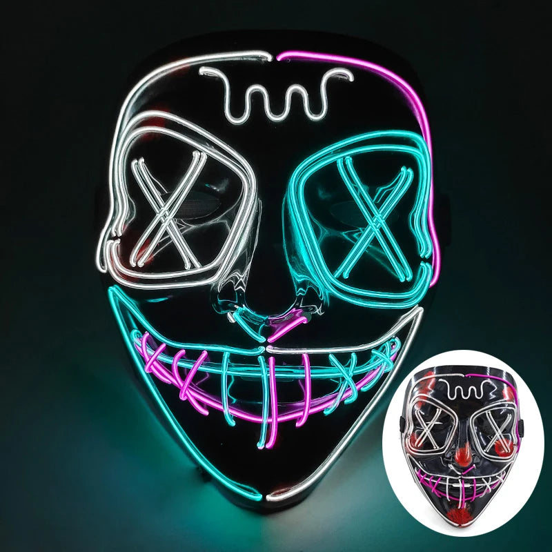 Wireless LED Purge Mask – Red Light Up Scary Halloween Costume Decoration