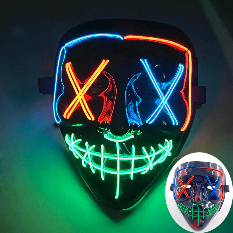 Wireless LED Purge Mask – Red Light Up Scary Halloween Costume Decoration