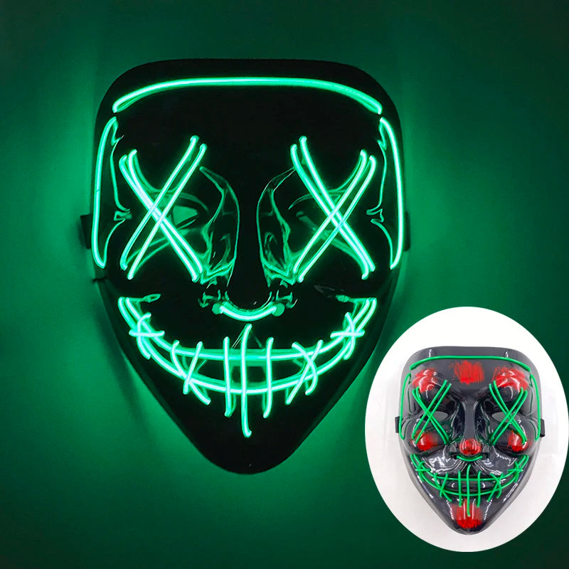 Wireless LED Purge Mask – Red Light Up Scary Halloween Costume Decoration