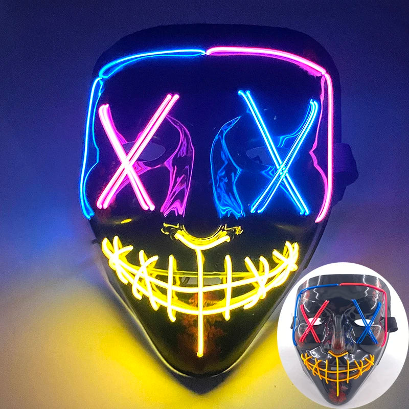 Wireless LED Purge Mask – Red Light Up Scary Halloween Costume Decoration