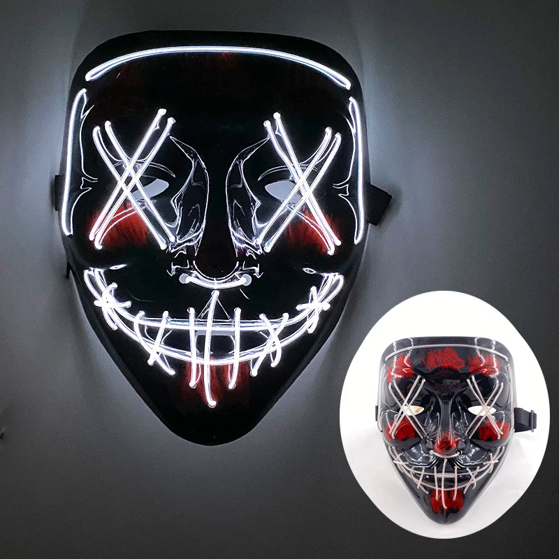 Wireless LED Purge Mask – Red Light Up Scary Halloween Costume Decoration