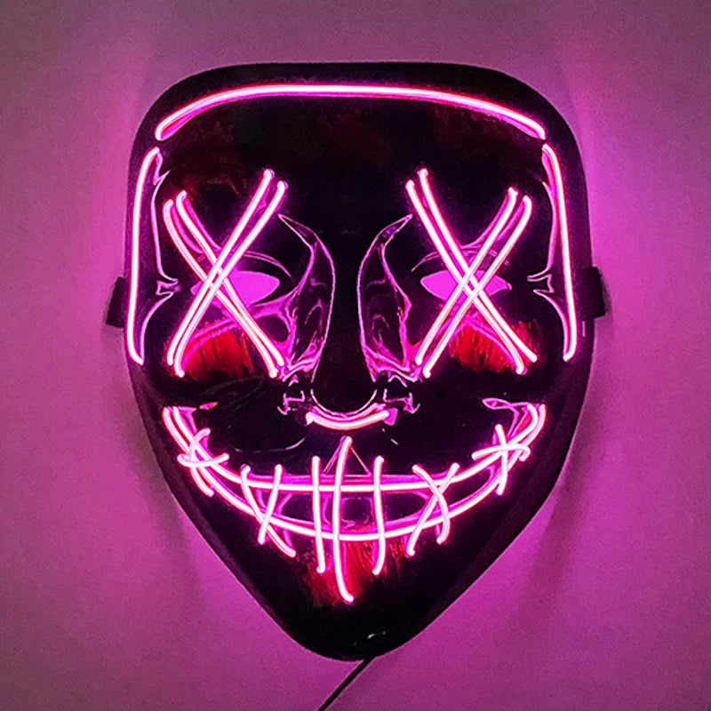 Wireless LED Purge Mask – Red Light Up Scary Halloween Costume Decoration