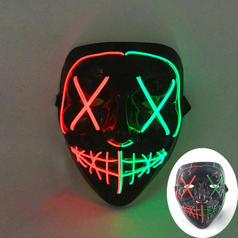Wireless LED Purge Mask – Red Light Up Scary Halloween Costume Decoration
