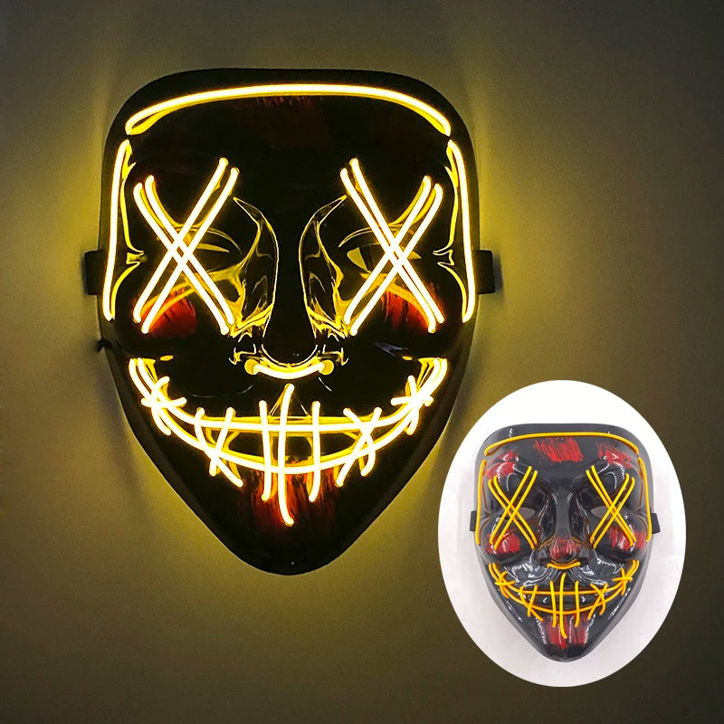 Wireless LED Purge Mask – Red Light Up Scary Halloween Costume Decoration