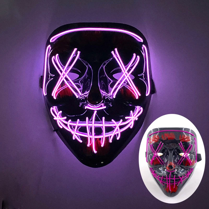 Wireless LED Purge Mask – Red Light Up Scary Halloween Costume Decoration