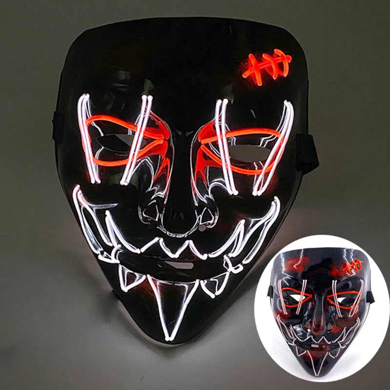 Wireless LED Purge Mask – Red Light Up Scary Halloween Costume Decoration