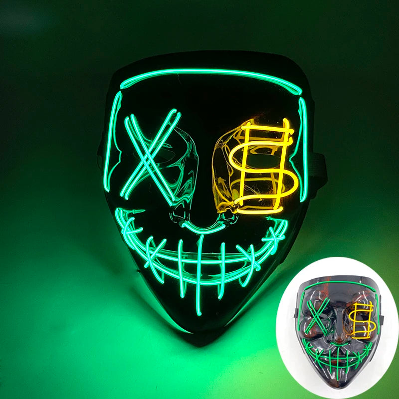 Wireless LED Purge Mask – Red Light Up Scary Halloween Costume Decoration