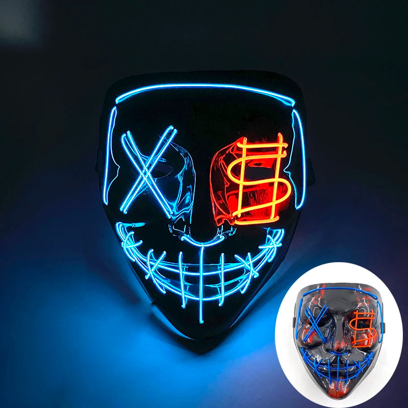 Wireless LED Purge Mask – Red Light Up Scary Halloween Costume Decoration