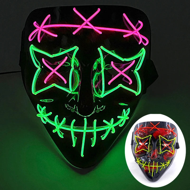 Wireless LED Purge Mask – Red Light Up Scary Halloween Costume Decoration