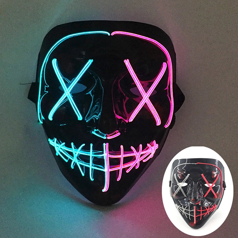 Wireless LED Purge Mask – Red Light Up Scary Halloween Costume Decoration