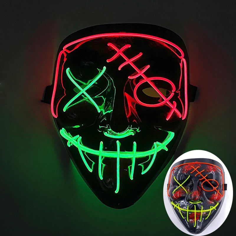 Wireless LED Purge Mask – Red Light Up Scary Halloween Costume Decoration