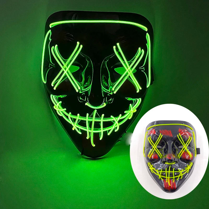 Wireless LED Purge Mask – Red Light Up Scary Halloween Costume Decoration
