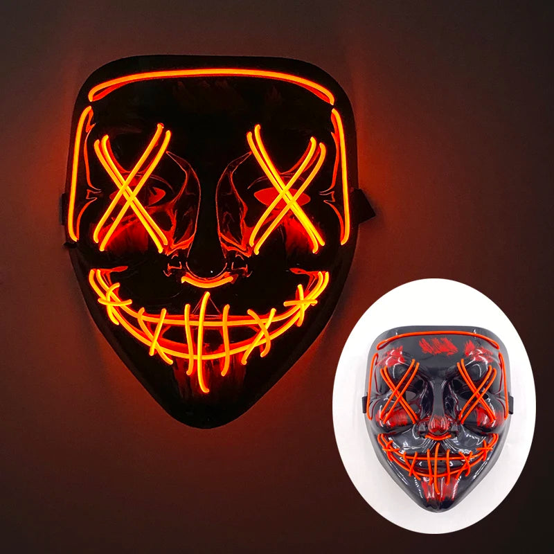 Wireless LED Purge Mask – Red Light Up Scary Halloween Costume Decoration