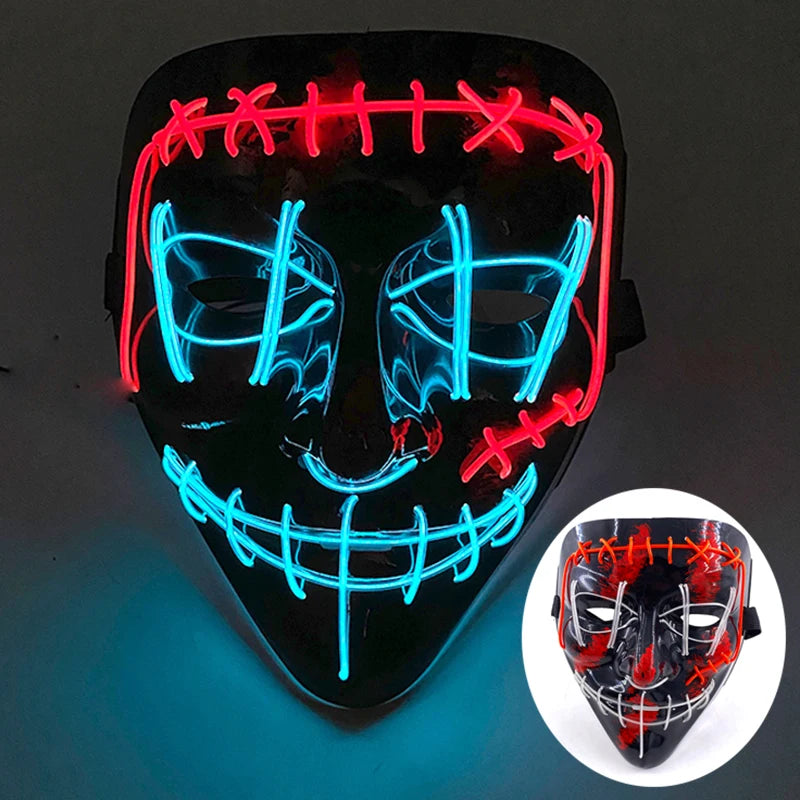 Wireless LED Purge Mask – Red Light Up Scary Halloween Costume Decoration