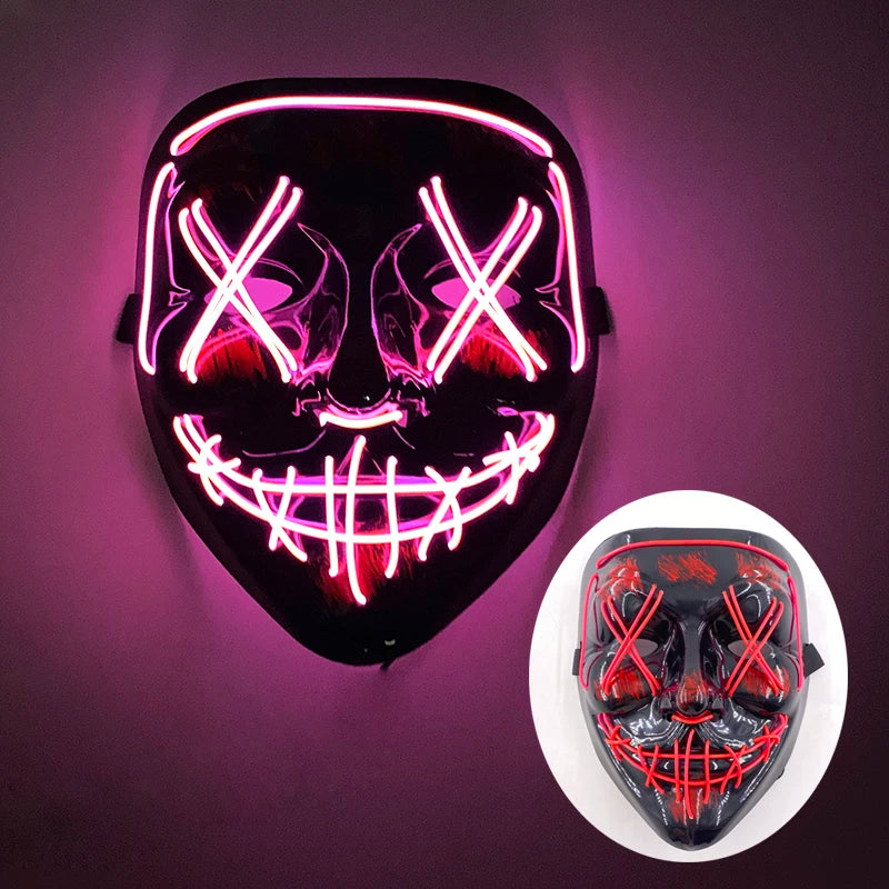 Wireless LED Purge Mask – Red Light Up Scary Halloween Costume Decoration