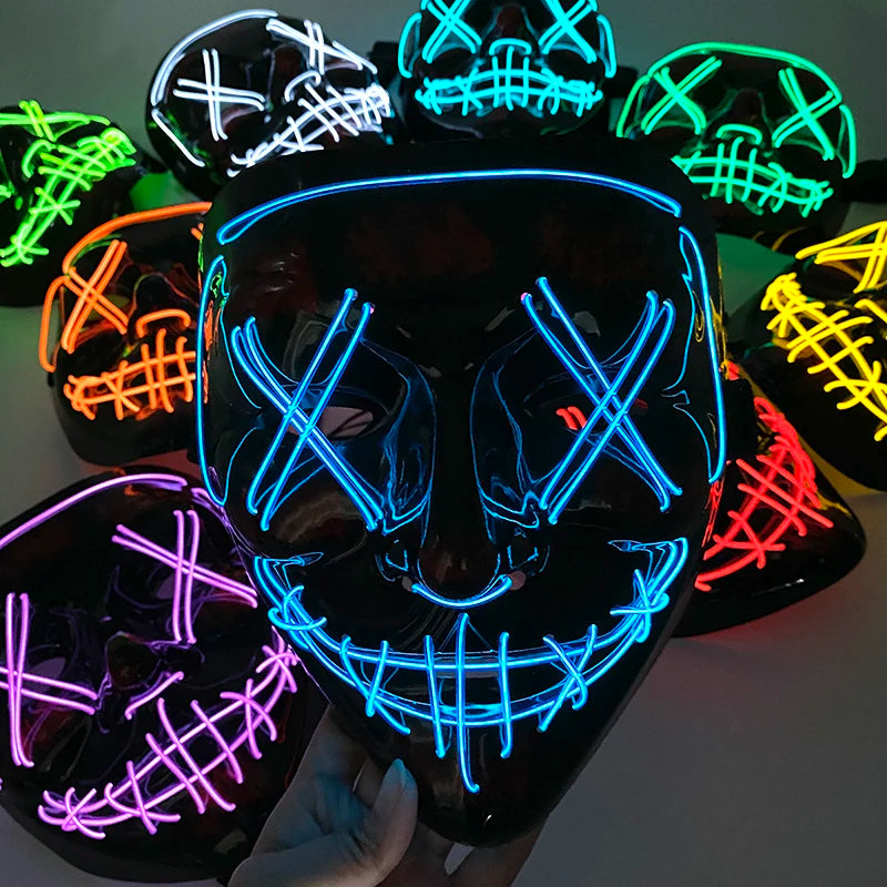 Wireless LED Purge Mask – Red Light Up Scary Halloween Costume Decoration