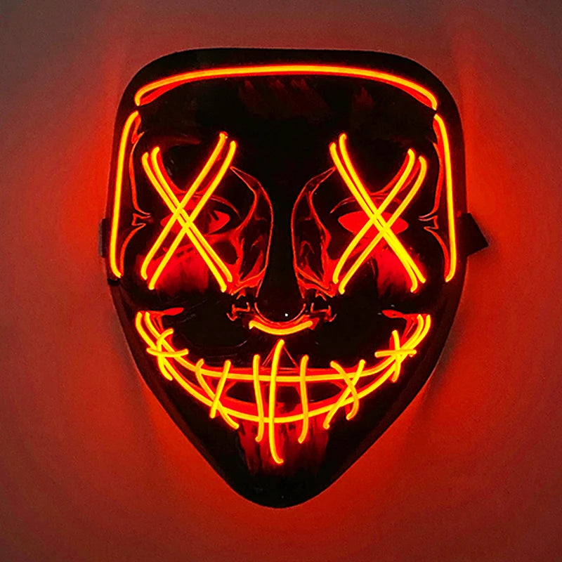 Wireless LED Purge Mask – Red Light Up Scary Halloween Costume Decoration