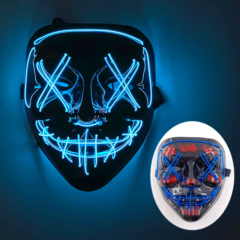 Wireless LED Purge Mask – Red Light Up Scary Halloween Costume Decoration