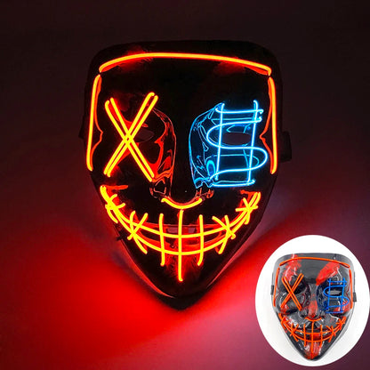 Wireless LED Purge Mask – Red Light Up Scary Halloween Costume Decoration