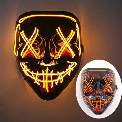 Wireless LED Purge Mask – Red Light Up Scary Halloween Costume Decoration