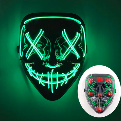 Wireless LED Purge Mask – Red Light Up Scary Halloween Costume Decoration
