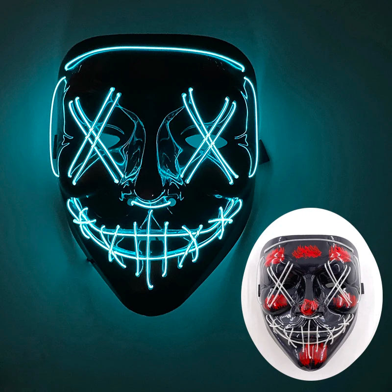 Wireless LED Purge Mask – Red Light Up Scary Halloween Costume Decoration