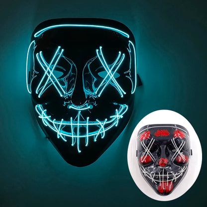 Wireless LED Purge Mask – Red Light Up Scary Halloween Costume Decoration