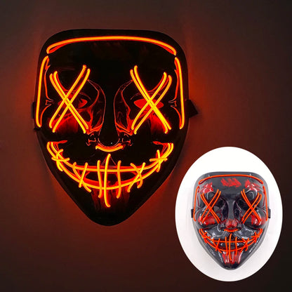 Wireless LED Purge Mask – Red Light Up Scary Halloween Costume Decoration